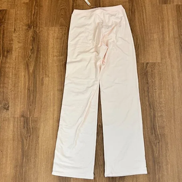 NEW Cotton Jersey Straight Leg Wide Leg Pants Light Pink Sz S - Picture 8 of 10
